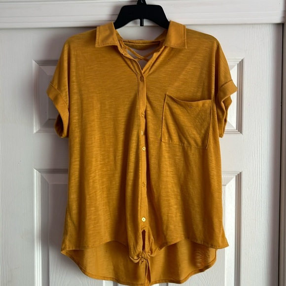 Yellow Front Tie Top Size XL - Picture 1 of 5